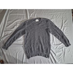 On The Byas Gray Marl Knit Pullover Sweater Crew Neck Zipper Size S